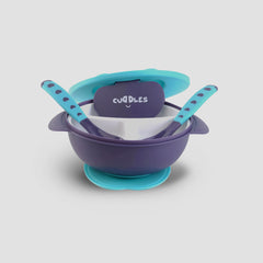 Cuddles Bowl with Bento Tray & Non Slip Suction Base with Spoon & Fork