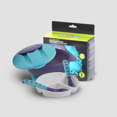 Cuddles Bowl with Bento Tray & Non Slip Suction Base with Spoon & Fork