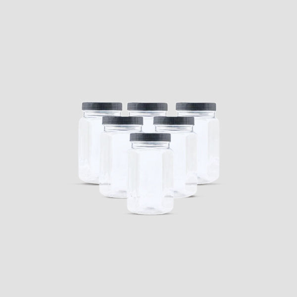 PACK OF 6 HEXA JARS  425 ML - BLACK