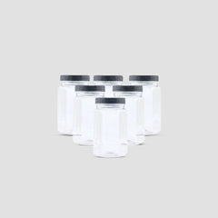 PACK OF 6 HEXA JARS  425 ML - BLACK