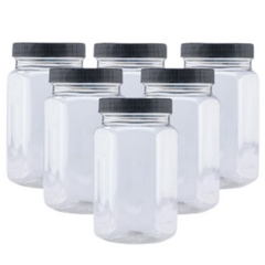 PACK OF 6 HEXA JARS  425 ML - BLACK