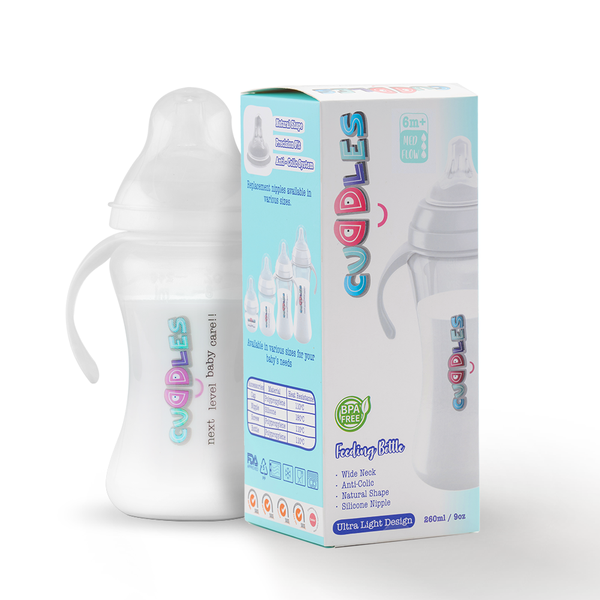 Cuddles 260 ml/9oz | Baby Feeding Bottle | TRANSPARENT